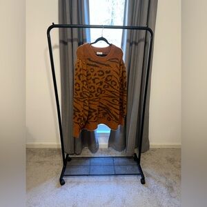 Ava & Viv Animal Print Sweater in Brown and Black